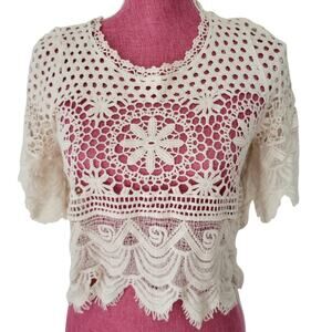 Rebellion Crochet Cotton Top Coastal Boho Romantic Festival Cottagecore Med